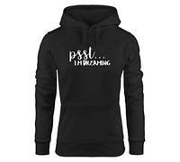 MoonWorks Kapuzen-Pullover Damen Psst I`m Dreaming Müde Schlafen Hoodie Schwarz XS