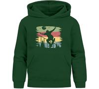MoonWorks® Kinder Hoodie Jungen Mädchen Skateboard Retro Skater Pullover Streetwear Kapuzenpullover Geschenk Skateboardfans Dunkelgruen 164