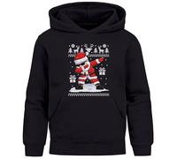MoonWorks® Kinder Hoodie Weihnachtspullover Jungen Mädchen Dabbing Santa Weihnachtsoutfit lustig Kinder Schwarz 140