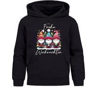 MoonWorks® Kinder Hoodie Weihnachtspullover Jungen Mädchen Wichtel Weihnachtsoutfit Kinder Schwarz 116