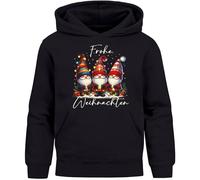 MoonWorks® Kinder Hoodie Weihnachtspullover Jungen Mädchen Wichtel Zwerge Weihnachtsoutfit Kinder Schwarz 98