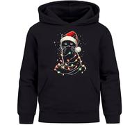 MoonWorks® Kinder Hoodie Weihnachtspullover Katze Jungen Mädchen Weihnachtsoutfit Kinder Schwarz 116