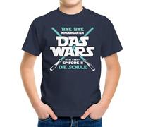 MoonWorks® Kinder T-Shirt Jungen Bye Bye Kindergarten Das Wars jetzt kommt Episode 2 Geschenk zur Einschulung 2025 Schulanfang Navy 110-116 (5-6 Jahre)