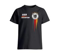 MoonWorks® Kinder T-Shirt Mädchen Deutschland Fußball EM-Shirt 2024 WM Fanshirt Deutschlandshirt Champion Geschenk für Mädchen schwarz 86-92 (1-2 Jahre)