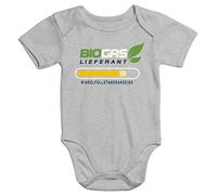 MoonWorks® Kurzarm Baby Body Biogas Lieferant lustig Bio-Baumwolle Grau 3-6 Monate