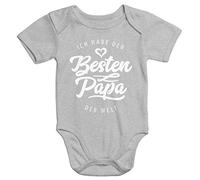 MoonWorks® Kurzarm Baby Body Ich habe den besten Papa der Welt Spruch Geschenk Bio-Baumwolle grau 6-12 Monate