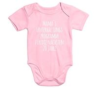 MoonWorks kurzarm Baby-Body mit Aufdruck Mama`s Unterhaltungsprogramm für die nächsten 20 Jahre Bio-Baumwolle rosa 0-3 Monate