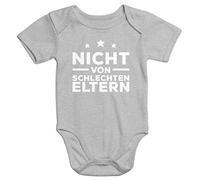 MoonWorks kurzarm Baby-Body mit Aufdruck nicht von schlechten Eltern Bio-Baumwolle grau 6-12 Monate