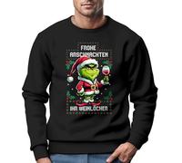MoonWorks® Sweatshirt Herren Anti-Weihnachten Grinch Weihnachtsmuffel Frohe Arschnachten Ihr Weinlöcher Ugly Xmas Sweater