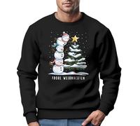MoonWorks® Sweatshirt Herren Frohe Weihnachten Schneemann Design Aufdruck Schrift Rundhals-Pullover