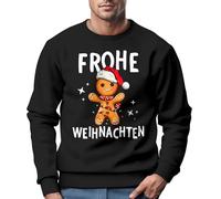 MoonWorks® Sweatshirt Herren Frohe Weihnachten Weihnachtspullover Lustig Dabbing Weihnachtsmotiv Ugly Xmas Sweater Lebkuchen schwarz 4XL