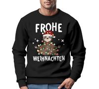 MoonWorks® Sweatshirt Herren Frohe Weihnachten Weihnachtspullover Lustig Dabbing Weihnachtsmotiv Ugly Xmas Sweater Faultier schwarz M