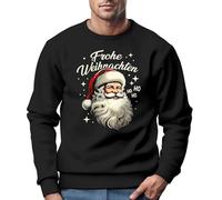 MoonWorks®Sweatshirt Herren Frohe Weihnachten Weihnachtspullover Santa Claus Aufdruck Weihnachtsoutfit Männer schwarz XXL