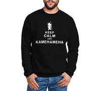 MoonWorks Sweatshirt Herren Keep Calm and Kamehameha Son Goku Dragonball Pullover ohne Kapuze schwarz 3XL