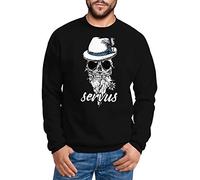 MoonWorks® Sweatshirt Herren Totenkopf Filzhut Bayern Skull Blume Servus Rundhals-Pullover schwarz 3XL