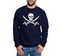 MoonWorks Sweatshirt Herren Totenkopf Pirat Jolly Roger Rundhals-Pullover Navy M