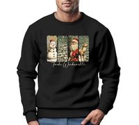 MoonWorks® Sweatshirt Herren Weihnachten Retro Design mit Schneemann Tannenbaum Santa Weihnachtsoutfit