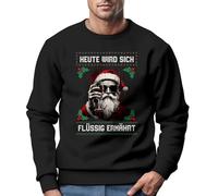 MoonWorks® Sweatshirt Herren Weihnachten Spruch lustig Heute Wird Sich flüssig ernährt Alkohol Wein Bier Ugly Xmas Sweater