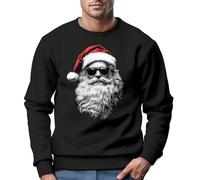MoonWorks® Sweatshirt Herren Weihnachtspullover Aufdruck Cooler Santa Weihnachtsmann Weihnachtsoutfit Männer Schwarz XL