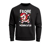 MoonWorks® Sweatshirt Herren Weihnachtspullover Frohe Weihnachten Aufdruck Dabbing Santa Weihnachtsoutfit Männer Schwarz XL