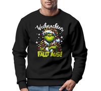 MoonWorks® Sweatshirt Herren Weihnachtspullover Grinch Spruch Weihnachten fält aus Weihnachtpulli Weihnachtsoutfit Männer schwarz XL