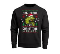 MoonWorks® Sweatshirt Herren Weihnachtspullover Ugly Christmas Sweater Spruch Lustig All I Want for Xmas Weihnachtsoutfit Männer Schwarz XXL