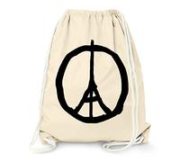MoonWorks® - Turnbeutel Beutel - Paris Peace Zeichen Eiffelturm Natur unisize