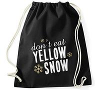 MoonWorks® Turnbeutel Don't eat Yellow Snow Spruch Skifahrer Snowboardfahrer Wintersportler lustig Après Ski schwarz unisize