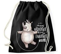 MoonWorks Turnbeutel Ich mag Nashörner sie sind wie Einhörner nur Fetter Nashorn Einhorn Spruch lustig Watercolor-Sti schwarz Unisize