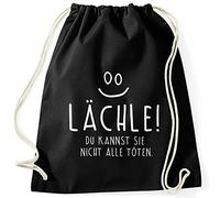 MoonWorks Turnbeutel mit Spruch Lächle du kannst Sie nicht alle töten Schwarz unisize