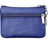 Moorle Damen Echtleder Münzbörsen Mini, Schlüsselbörse Geldbörse, Blau Geldbörse Münzbeutel Klein Herren, Schlüsseltasche Leder Tasche mit Schlüsselanhänger