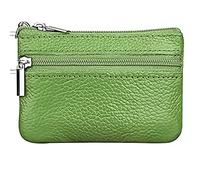 Moorle Damen Echtleder Münzbörsen Mini, Schlüsselbörse Geldbörse, Grün Geldbörse Münzbeutel Klein Herren, Schlüsseltasche Leder Tasche mit Schlüsselanhänger