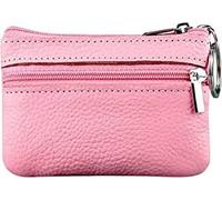 Moorle Damen Echtleder Münzbörsen Mini, Schlüsselbörse Geldbörse, Pink Geldbörse Münzbeutel Klein Herren, Schlüsseltasche Leder Tasche mit Schlüsselanhänger