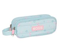 MOOS Doppelmäppchen für Kinder, Federmäppchen für Kinder, ideal für Kinder im Schulalter, bequem und vielseitig, Qualität und Widerstandsfähigkeit, 21 x 6 x 8 cm, Türkis