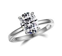 MOOSEA 2 Karat ovale Moissanit-Ringe für Damen, D-Farbe VVS1 Reinheit, künstlicher Diamantring, 14 Karat Weißgold, Vermeil, 4 Krallen, Moissanit, Verlobungsringe für Frauen, Hochzeitsringe,