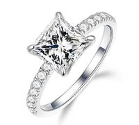 MOOSEA Moissanit-Verlobungsringe für Damen im Prinzessschliff, 2,5 Karat D, Farbe VVS1, im Labor hergestellter Diamant, Eheringe für Damen, 14 Karat Weißgold plattiert, 925er Sterlingsilber