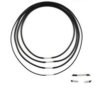 Moosono 4 Stück Lederkette Herren, Kunstleder Halskette, 2/3MM Armband Schwarz Geflochten Lederkette Lederband, Halskette ohne Anhänger mit Edelstahl Verschluss für Männer, Frauen(40-55cm)