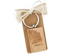 Mopec- MWA10 Schlüsselanhänger aus Holz, verziert mit dem Baum des Lebens, 9 x 4,5 cm, Mehrfarbig