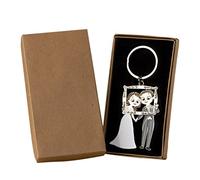 Mopec Pop & Fun Photocall Pack Schlüsselanhänger Brautpaar in Geschenkbox, Metall, silber, 1.3 x 6 x 11 cm, 2 Stück