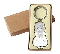 Mopec Schlüsselanhänger Kommunion Mädchen, Metall, Silber, 0,4 x 2.7 x 5.7 cm, 2 Stück