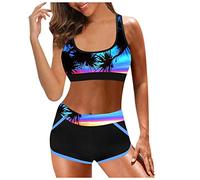 Mophghdj Bikini Set Frauen - Badeanzug Modisch RüCkenfrei Sportlich Oberteil Damen GroßE BrüSte MäDchen String Triangel Sea Brasilianische Sexy Bikinis Hohe Taille Bikinis, 46-schwarz, S