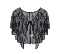 mophrati 1920er Jahre Damen Schal mit Pailletten Accessoires Abend 1920er Jahre Schal Cape Flappers Cardigan Pailletten Shorts Flappers, E