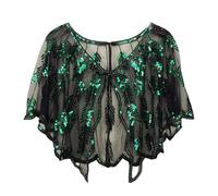 mophrati 1920er Jahre Damen Schal mit Pailletten Accessoires Abend 1920er Jahre Schal Cape Flappers Cardigan Pailletten Shorts Flappers, A
