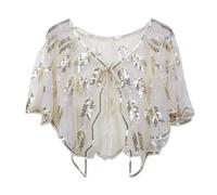 mophrati 1920er Jahre Damen Schal mit Pailletten Accessoires Abend 1920er Jahre Schal Cape Flappers Cardigan Pailletten Shorts Flappers, D