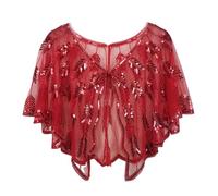 mophrati 1920er Jahre Damen Schal mit Pailletten Accessoires Abend 1920er Jahre Schal Cape Flappers Cardigan Pailletten Shorts Flappers, B