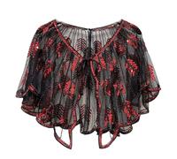 mophrati 1920er Jahre Damen Schal mit Pailletten Accessoires Abend 1920er Jahre Schal Cape Flappers Cardigan Pailletten Shorts Flappers, C