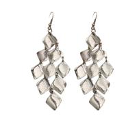 mophrati 2 Stück Glitzerohrringe Exquisiter mehrschichtiger Ohrbaum mit Quasten Galvanik Modeaccessoire Valentinstag, Silber