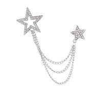 mophrati Bezaubernde Strassstern Brosche mit Kette für Damen und Herren. Dreireihige Kette und Strassverzierungen verleihen jedem Outfit einen eleganten Für