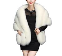 mophrati Damen Schal aus Kunstpelz, Premium Kragen für Cheongsam Hochzeitskleid, stilvoller und warmer Damen Winter Schal aus Kunstpelz, Weiß