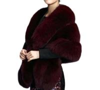 mophrati Damen Schal aus Kunstpelz, Premium Kragen für Cheongsam Hochzeitskleid, stilvoller und warmer Damen Winter Schal aus Kunstpelz, Weinrot